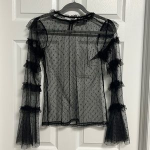 Nasty Gal Sheer Black Long Sleeve Top